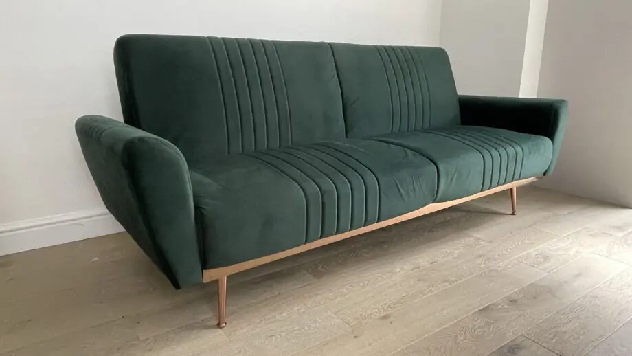 Laredoute Velvet Click Clack Sofa Bed with Copper Frame