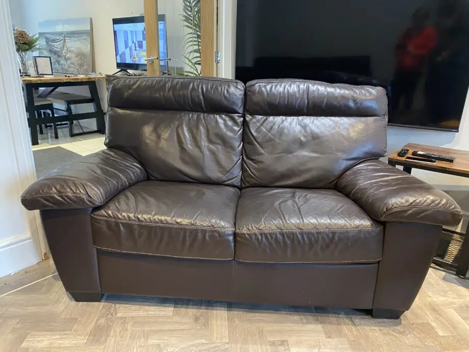 Brown leather sofa