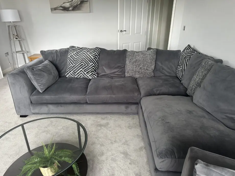 DFS Emeila Grey Corner Sofa & Cuddler Chair