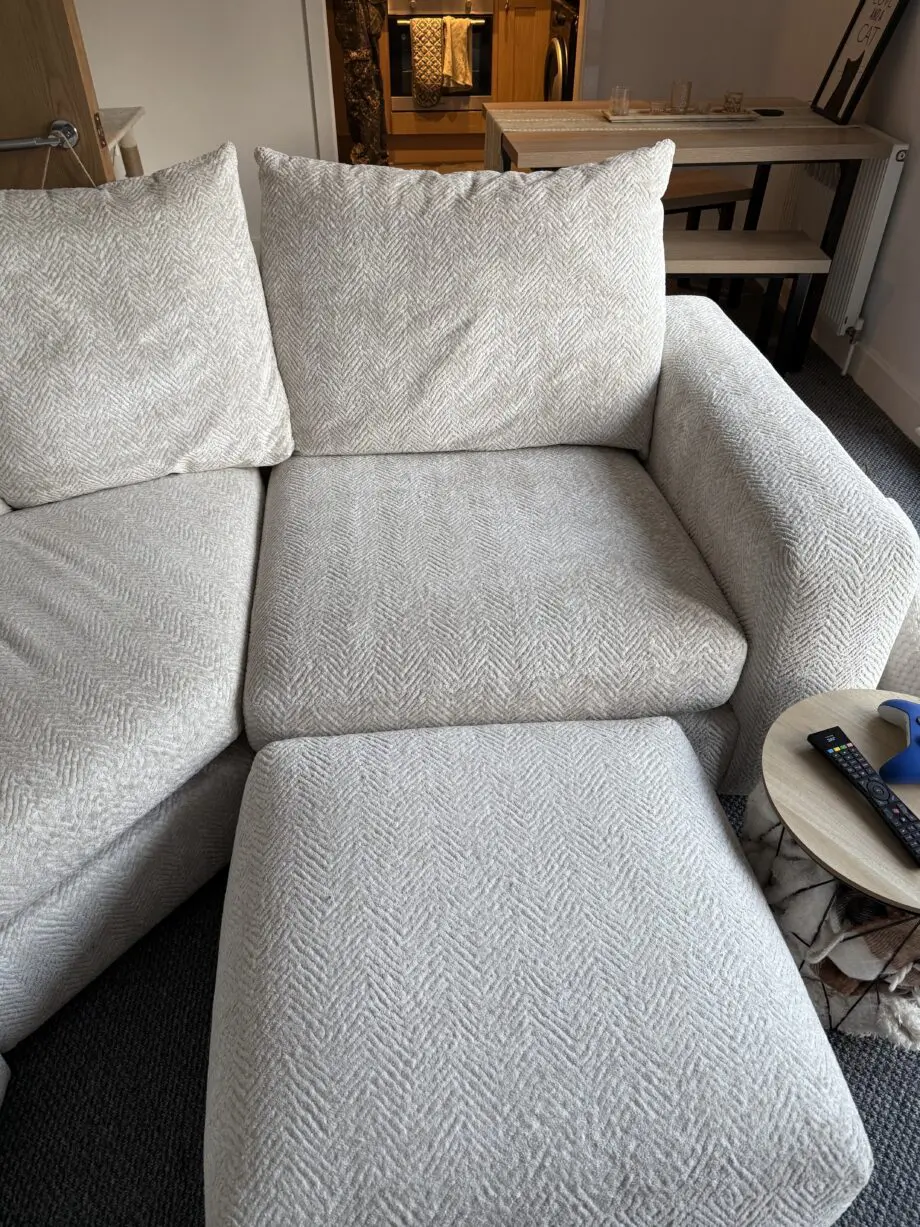 Furniture Village Beige Pandora Corner Sofa with Footstool