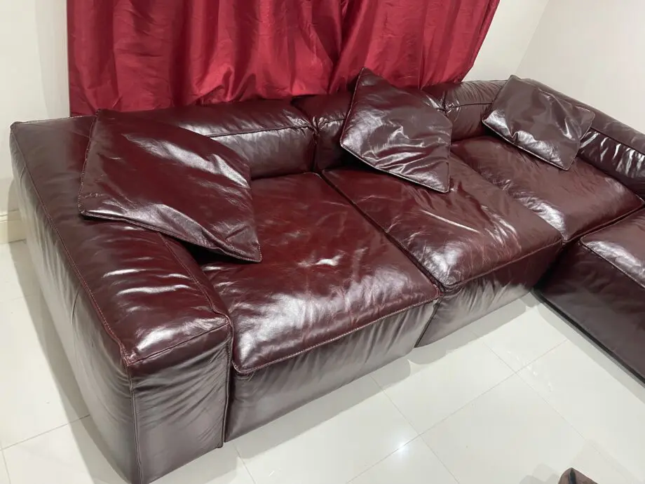 Large, Maroon, leather, sofa bed