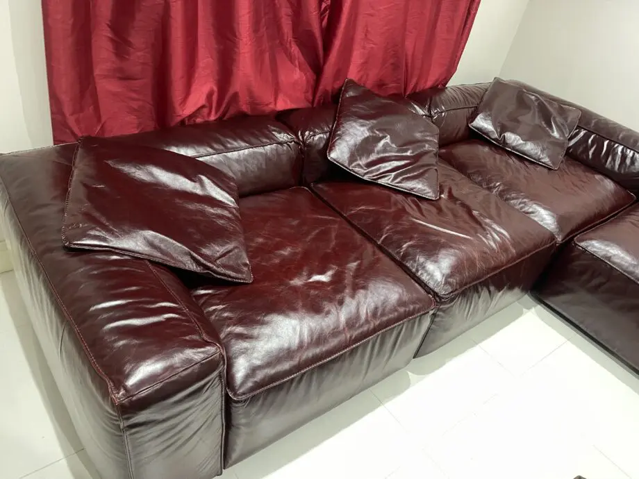 Large, Maroon, leather, sofa bed