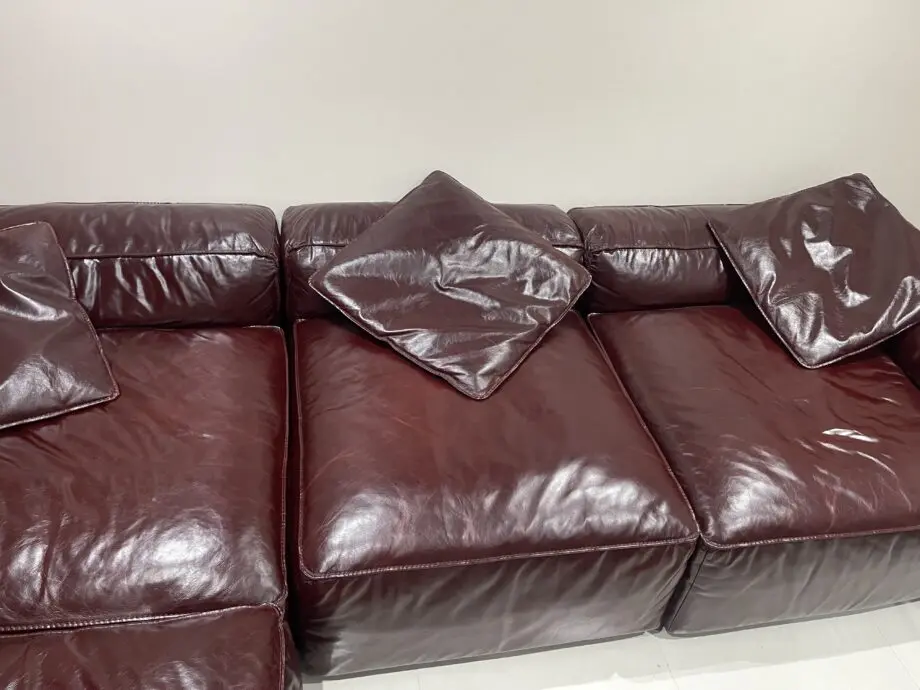 Large, Maroon, leather, sofa bed