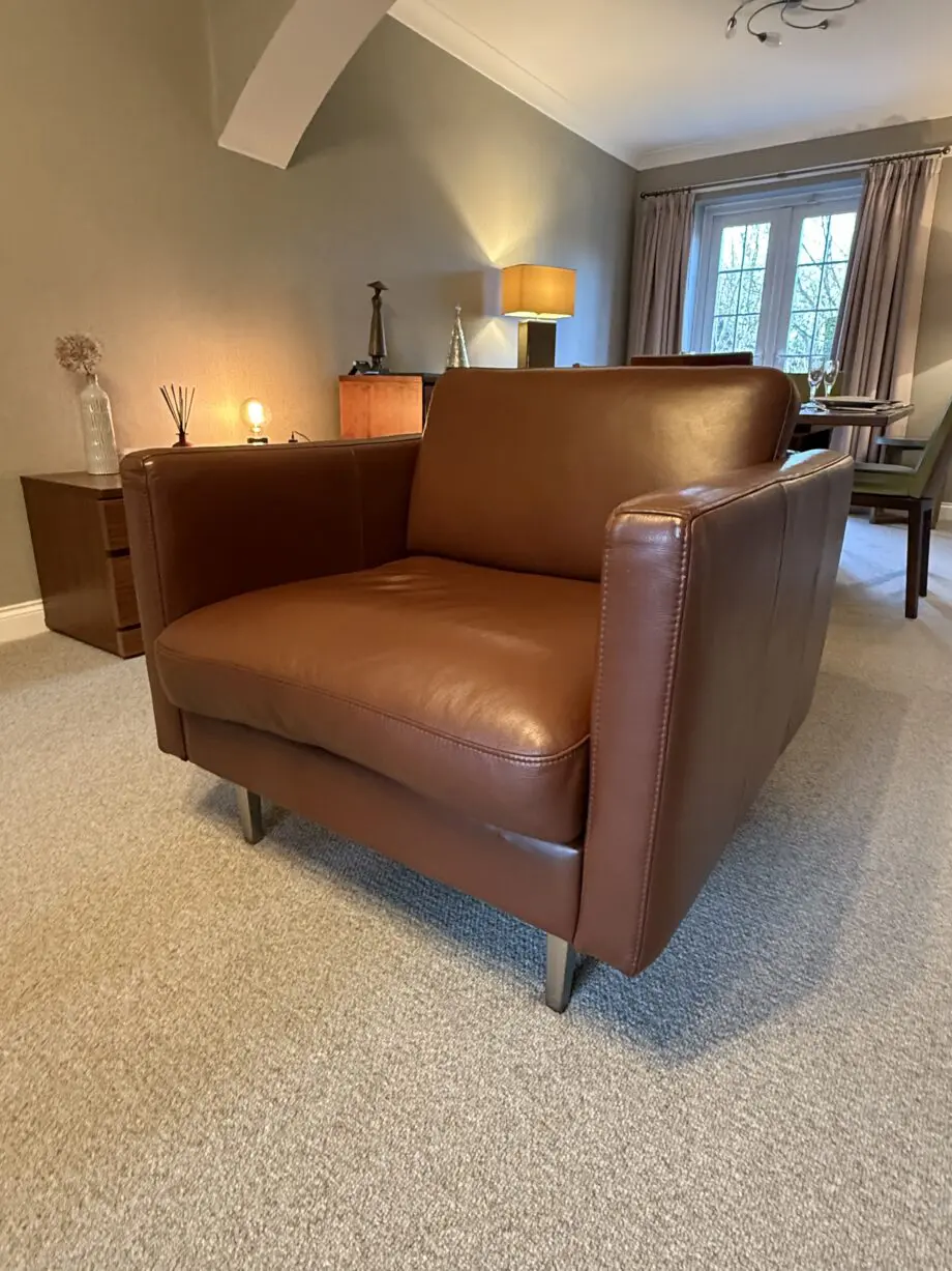 Bo Concept Osaka leather sofa and 2 chairs