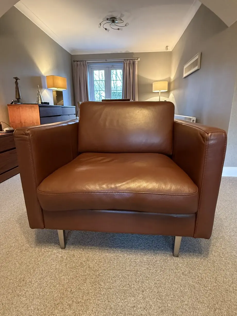 Bo Concept Osaka leather sofa and 2 chairs