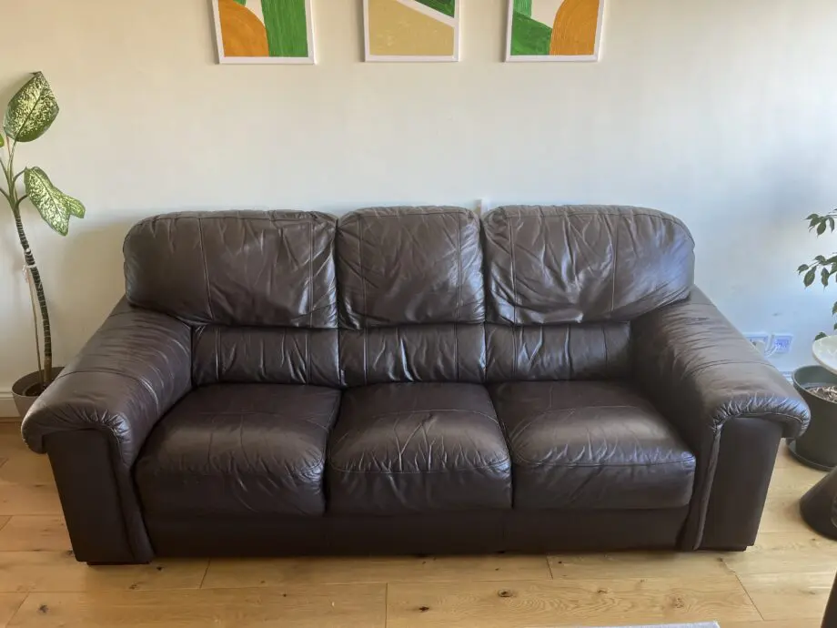 Premium Italian leather brown three seater
