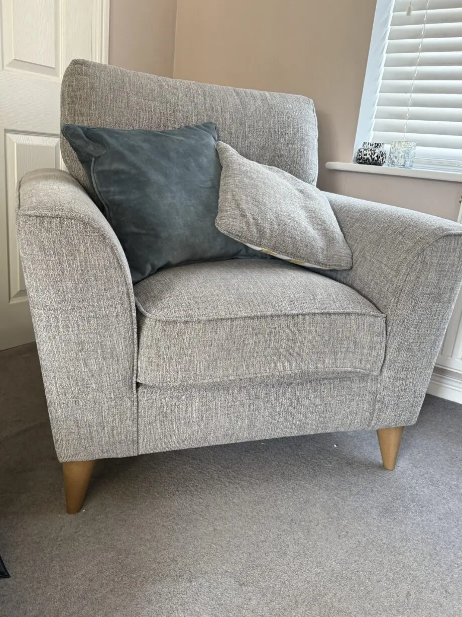Grey 3 seater sofa and arm chair set