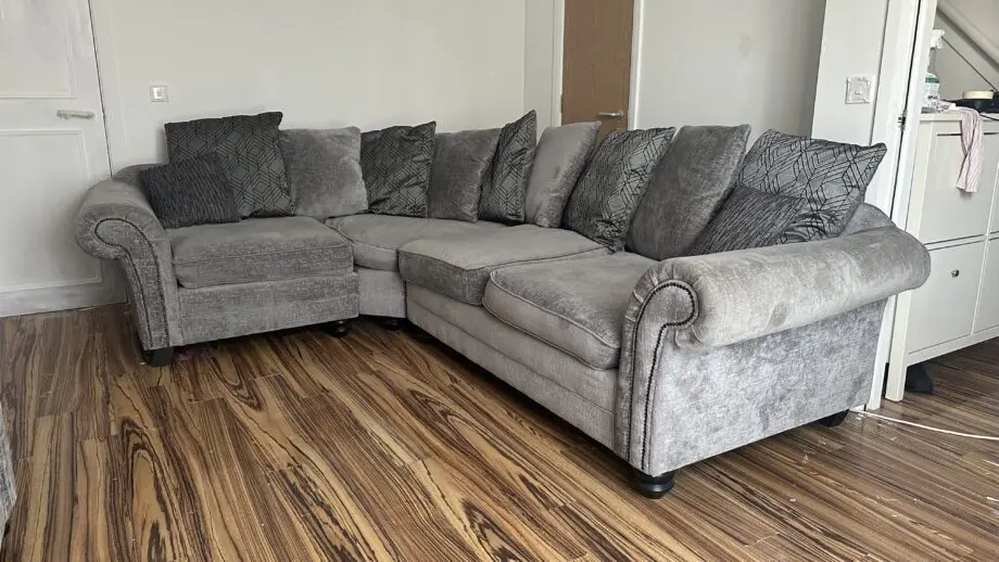 2 BIG SOFA SET - Chesterfield 2 Sofa Set - 4-Seater Corner Sofa & 3-Seater Sofa Set - grey