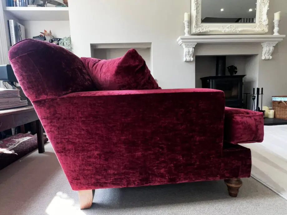 Love Seat 2 seat Crushed red velvet Barker and Stone House