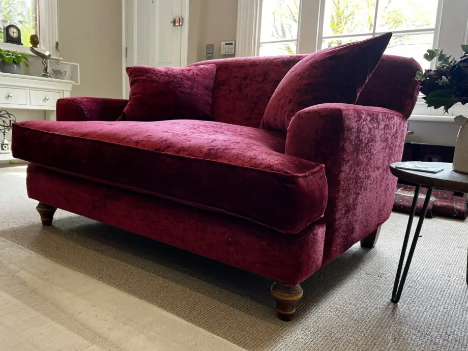Love Seat 2 seat Crushed red velvet Barker and Stone House