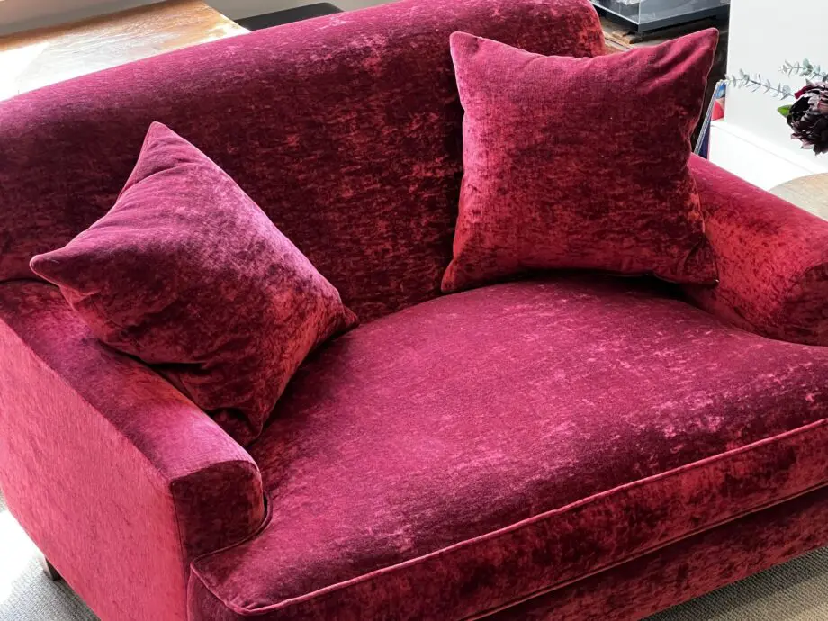 Love Seat 2 seat Crushed red velvet Barker and Stone House