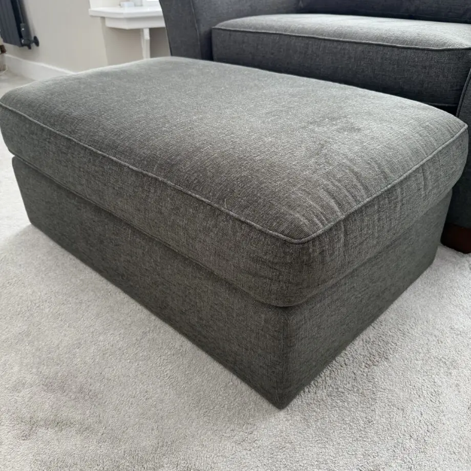 M&S 4 Seater Sofa, Loveseat & Footstool in Dark Grey Fabric