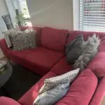 Harvey’s red corner sofa