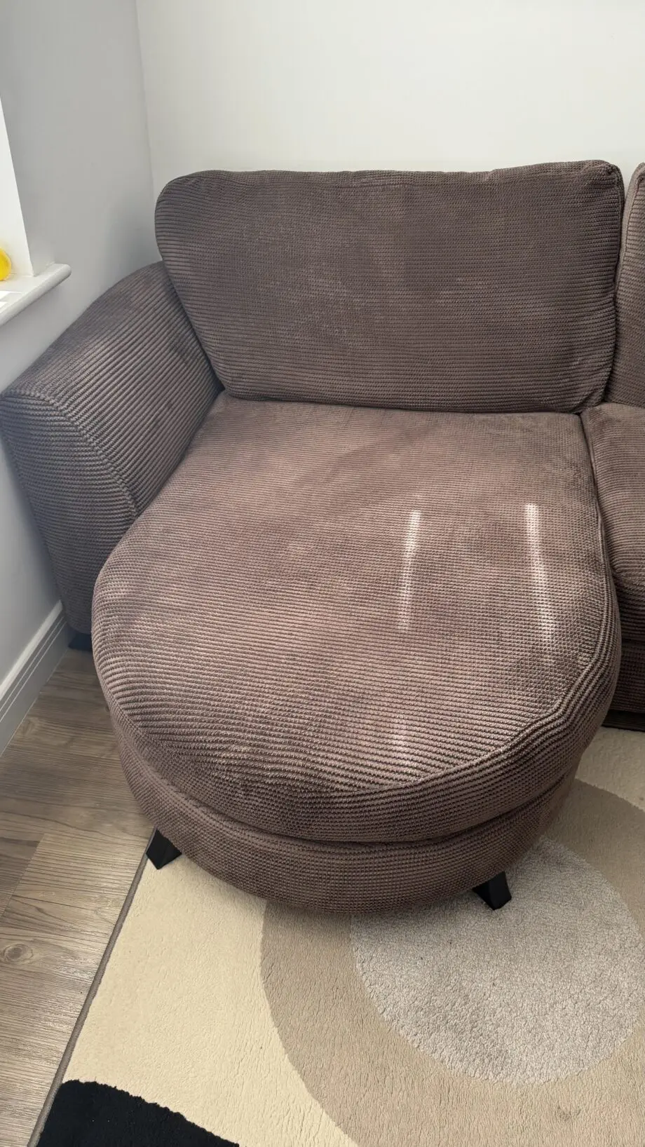 Brown Sofa with chaise .