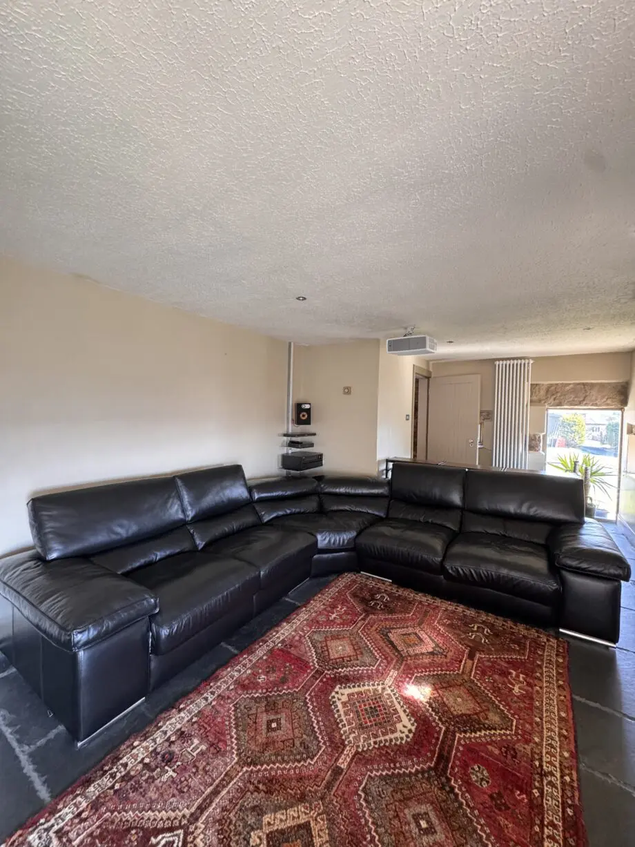 Domicil black leather corner sofa