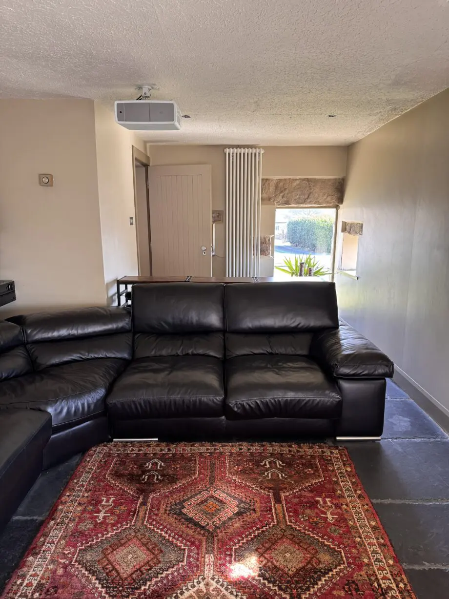 Domicil black leather corner sofa