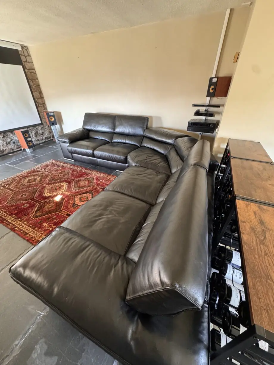 Domicil black leather corner sofa