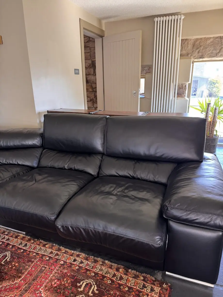 Domicil black leather corner sofa