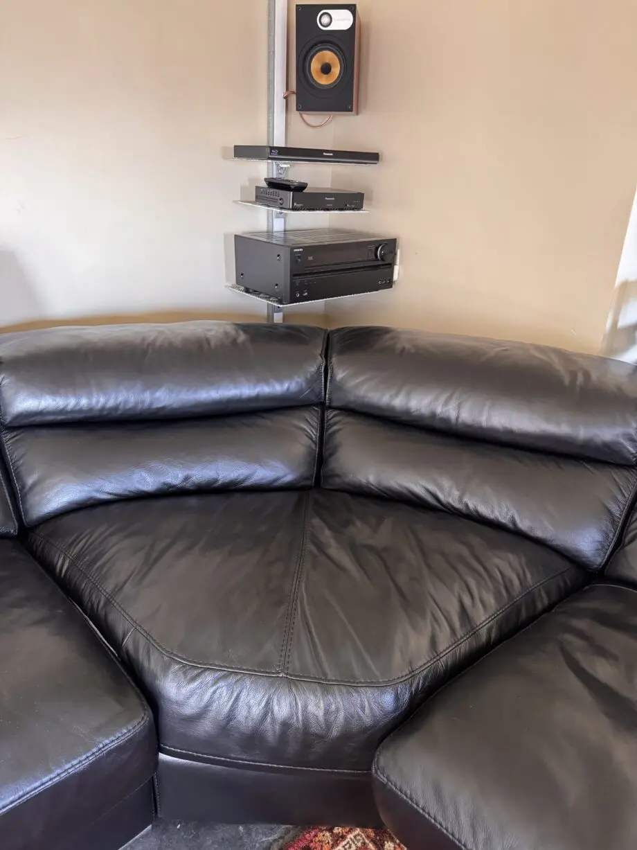 Domicil black leather corner sofa