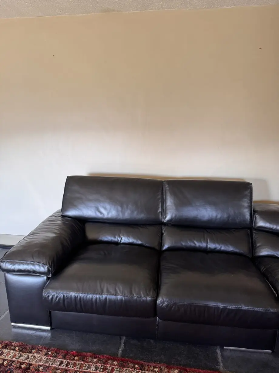 Domicil black leather corner sofa