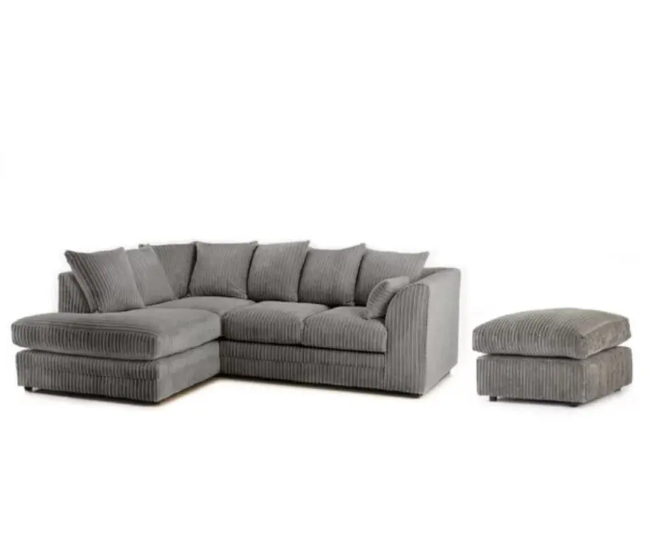 Wayfair Grey 4 person corner sofa with ottomon and beanbag