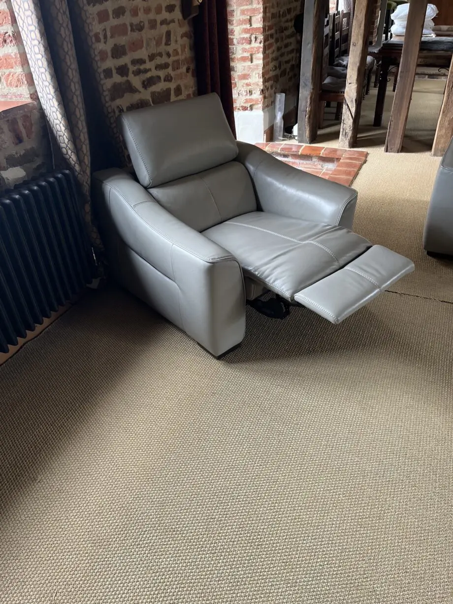 Furniture Village Elixir II Feather Grey Corner Sofa with power recliners and armchair with manual recliner