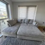 NCF living Battersea hand corner sofa in oatmeal, with fitting footstool left side corner