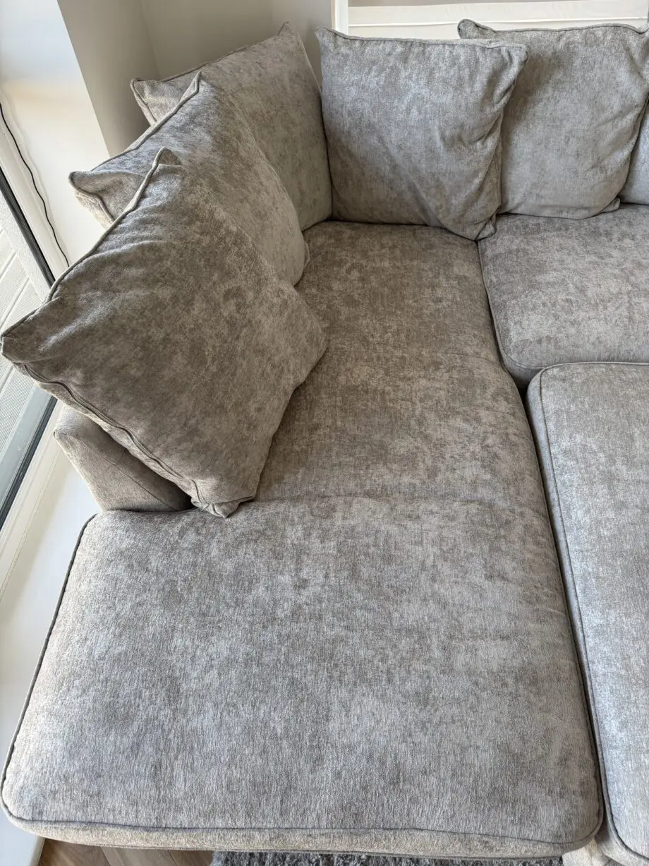 NCF living Battersea hand corner sofa in oatmeal, with fitting footstool left side corner