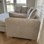 NCF living Battersea hand corner sofa in oatmeal, with fitting footstool left side corner