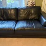 DFS Black Leather 3 Seater Sofa
