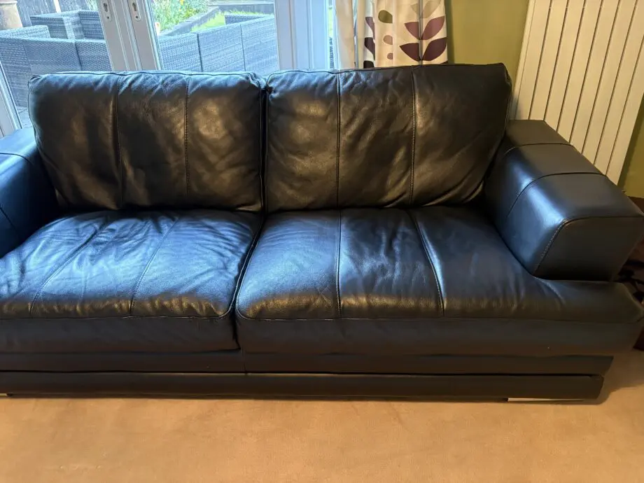 DFS Black Leather 3 Seater Sofa