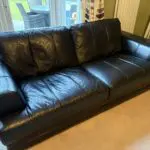 DFS Black Leather 3 Seater Sofa
