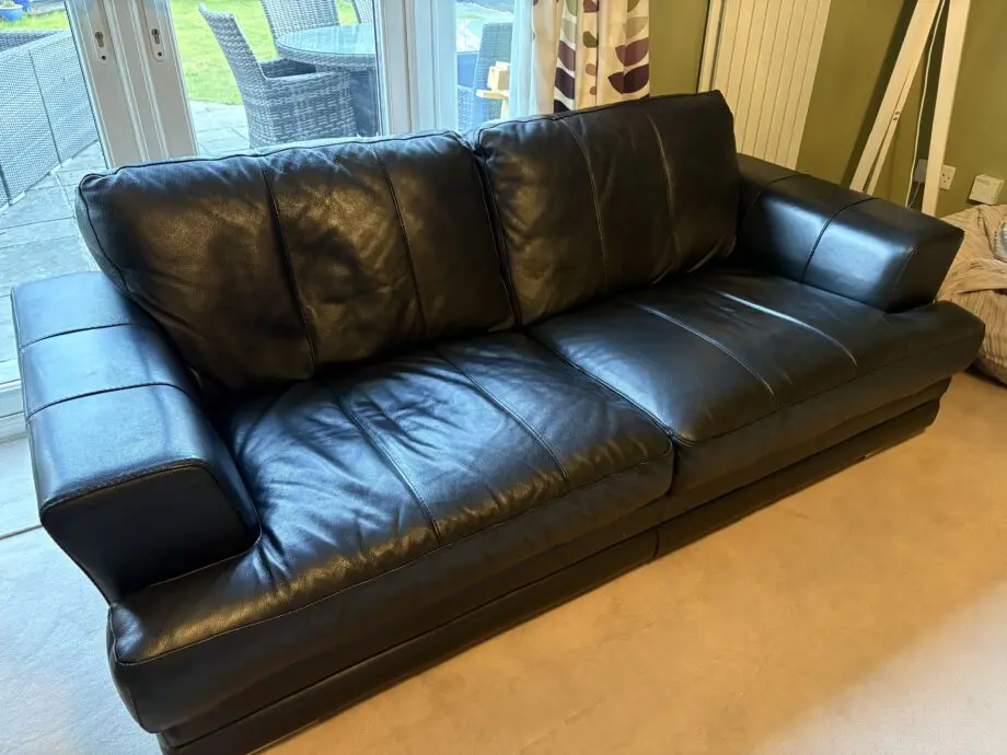 DFS Black Leather 3 Seater Sofa