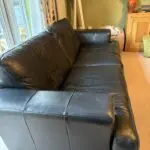 DFS Black Leather 3 Seater Sofa