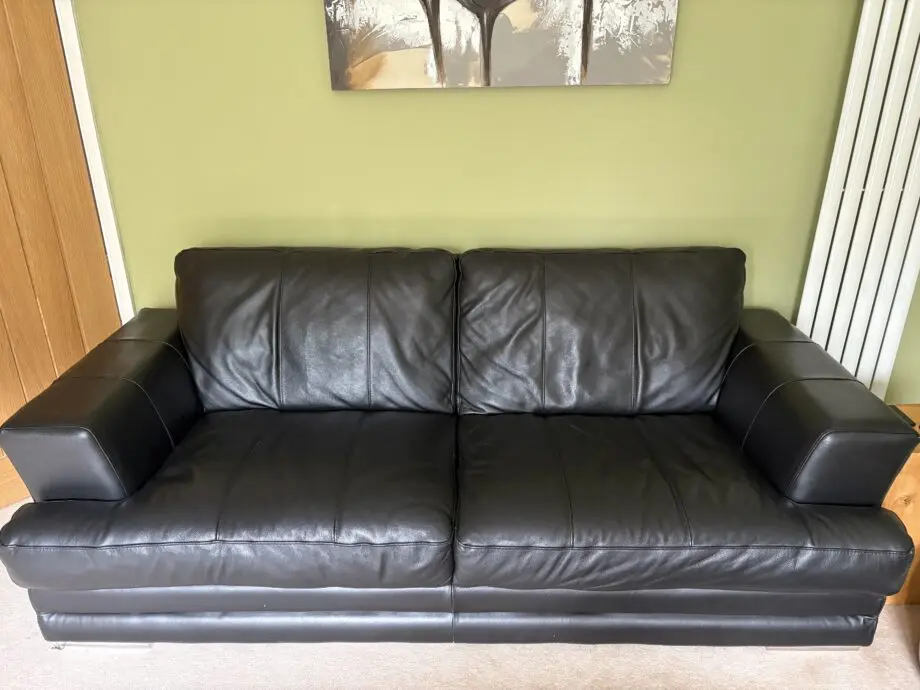 DFS Black Leather 3 Seater Sofa