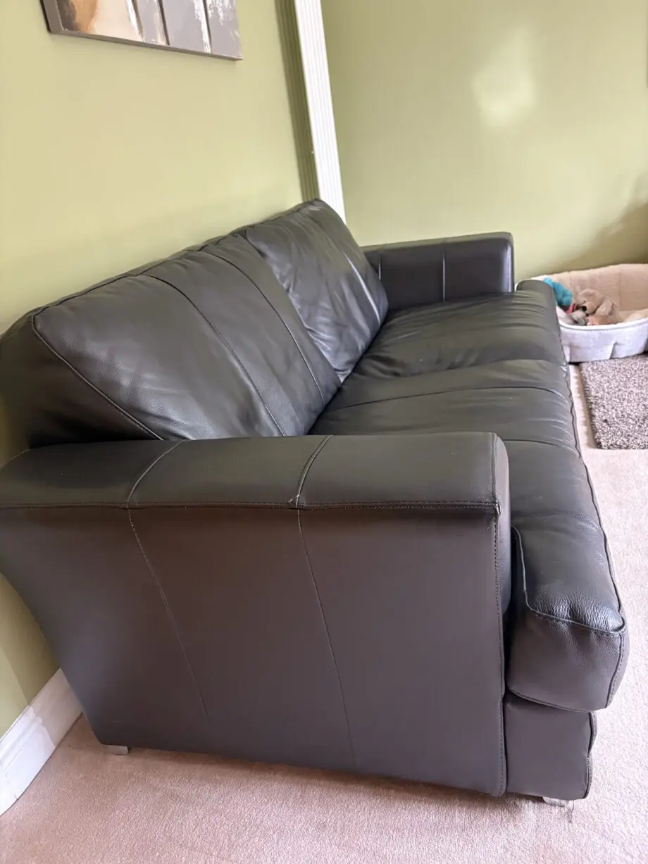 DFS Black Leather 3 Seater Sofa