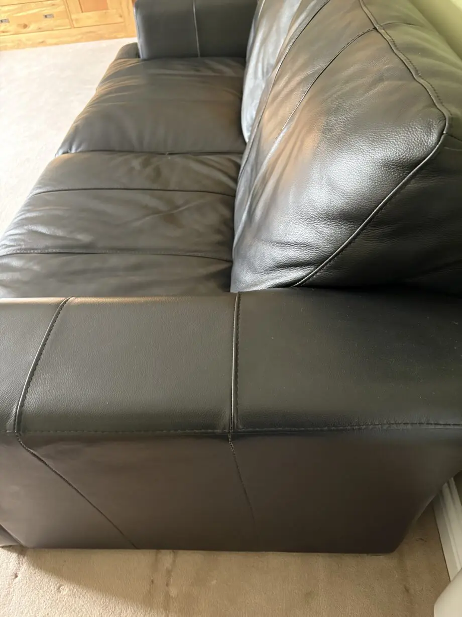 DFS Black Leather 3 Seater Sofa