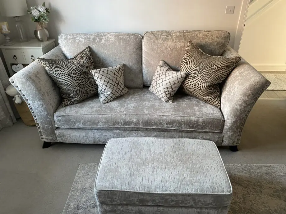Sofology silver fairmont 3 seater sofas X2 including footstool