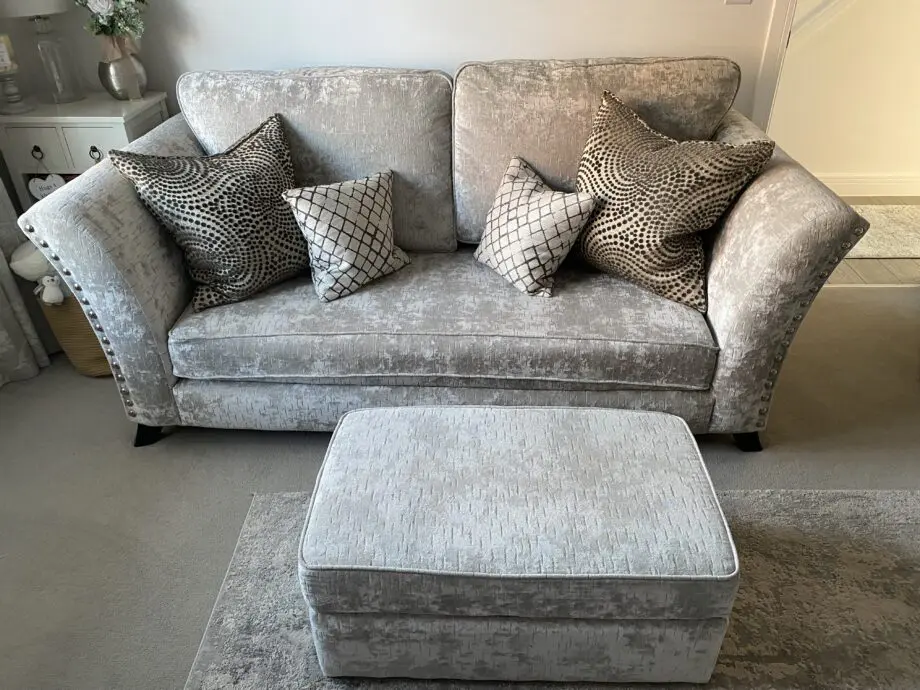 Sofology silver fairmont 3 seater sofas X2 including footstool