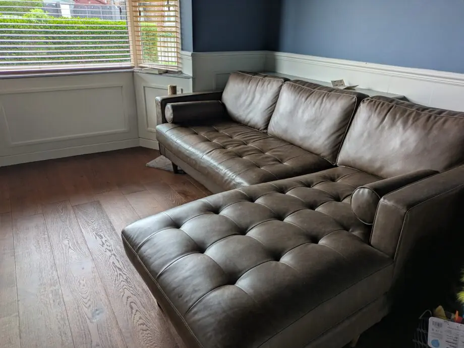 Dunelm Zoe Faux Leather brown Corner sofa