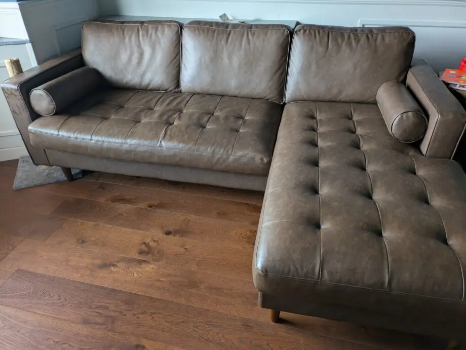 Dunelm Zoe Faux Leather brown Corner sofa