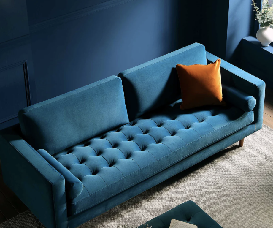 Brand New Henrietta Large 3-Seater Sofa, Teal Velvet