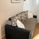 Sofa Bed with storage in fabric and natural leather with two sets of back cushions