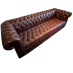 Dark brown Chesterfield sofas, 3 seater & 2 seater