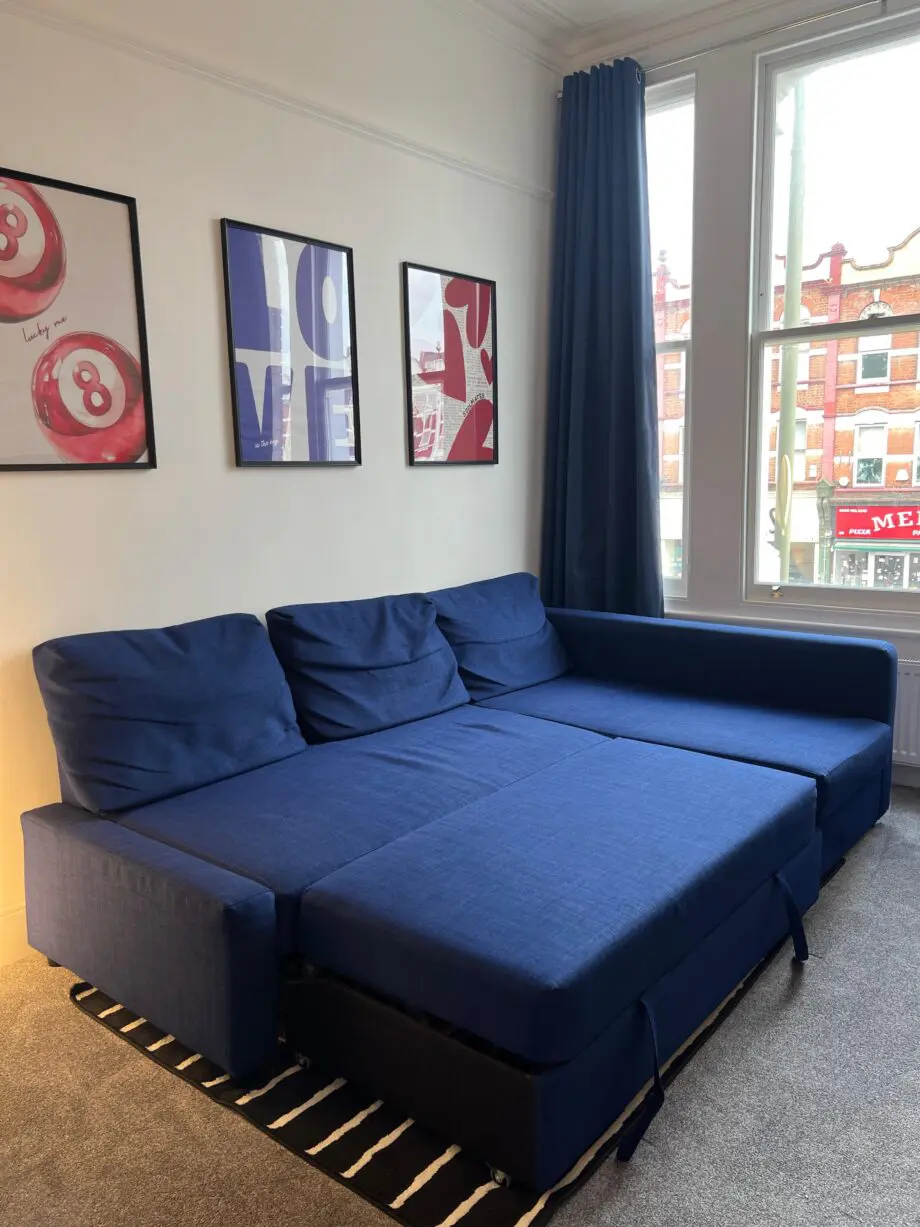 FRIHETEN - Blue Corner Sofa Bed with Storage (changeable corner side)