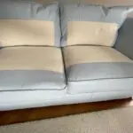 3 seater blue leather Collins and Hayes sofa