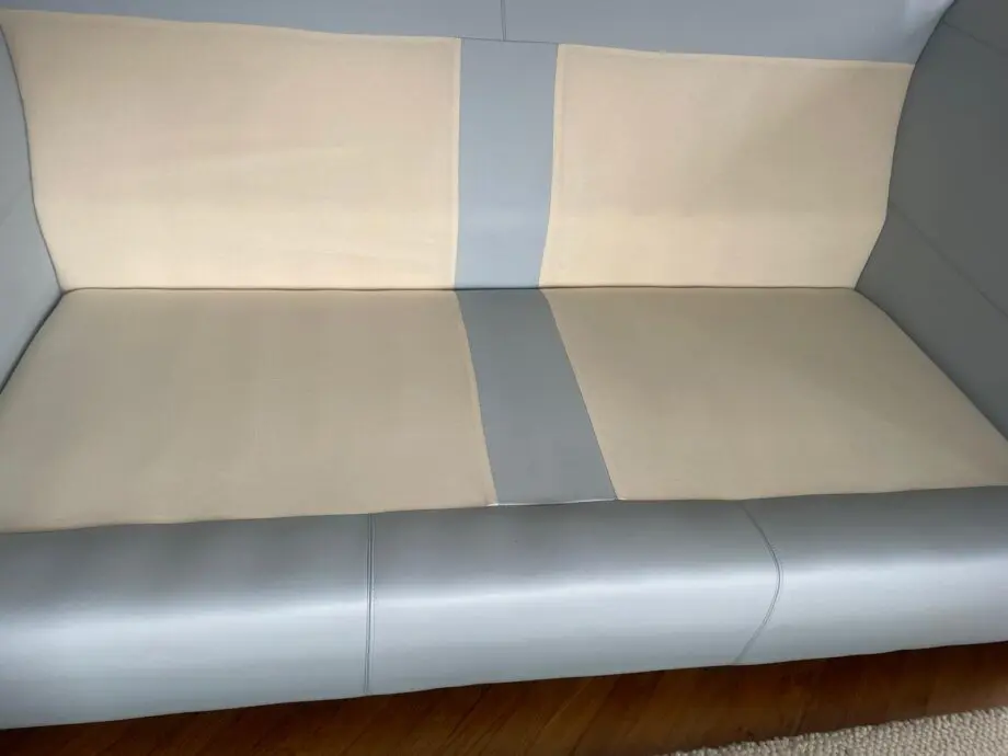 3 seater blue leather Collins and Hayes sofa