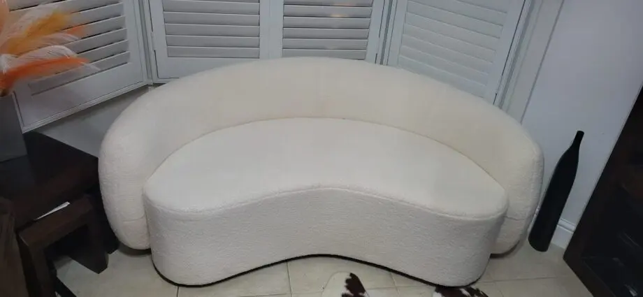 Brand New White Teddy Scandinavian Curved Sofa