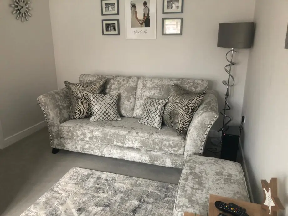 Sofology silver fairmont 3 seater sofas X2 including footstool