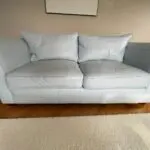 3 seater blue leather Collins and Hayes sofa